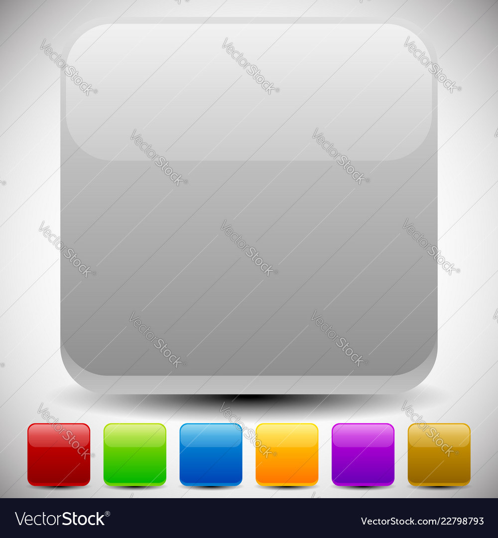 Set of empty glossy square buttons icons