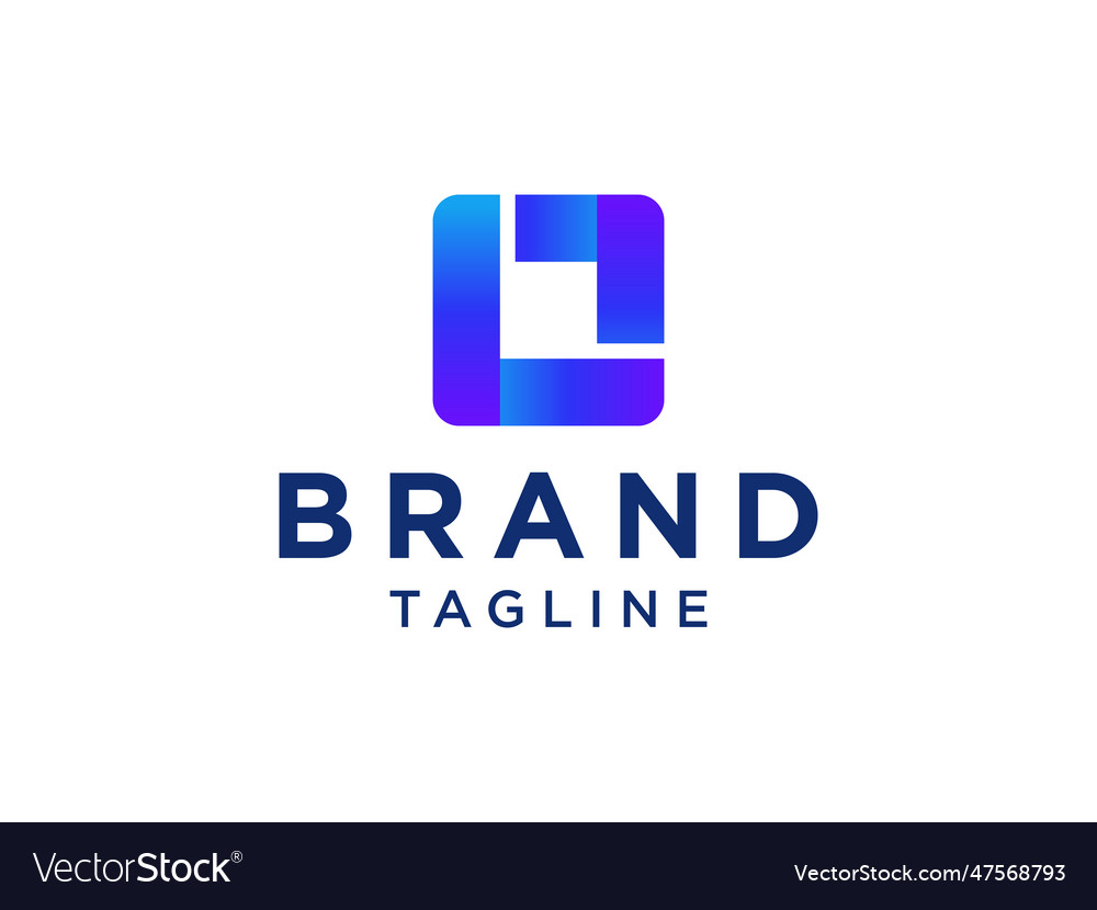 Simple flat blue letter l logo concept design