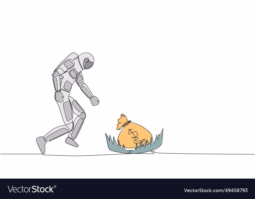 Single continuous line drawing astronaut running Vector Image Single continuous line drawing astronaut running