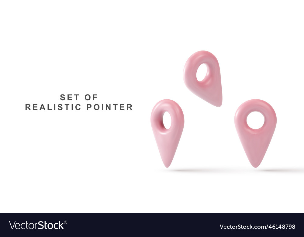 3d realistic set pointer isolated on white vector image 3d realistic set pointer isolated on white