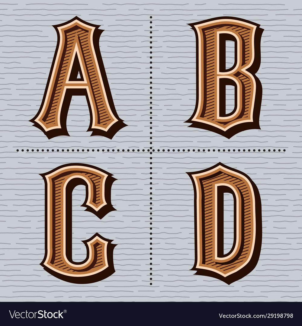 Alphabet western letters vintage design a b c Vector Image