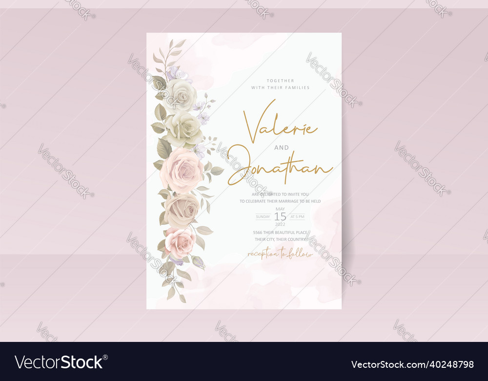 Beautiful roses invitation card template