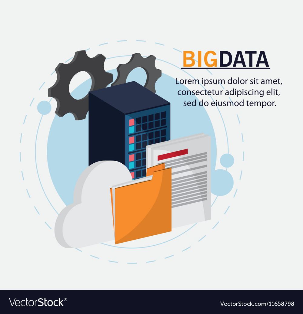 Big data center base and web hosting icon set