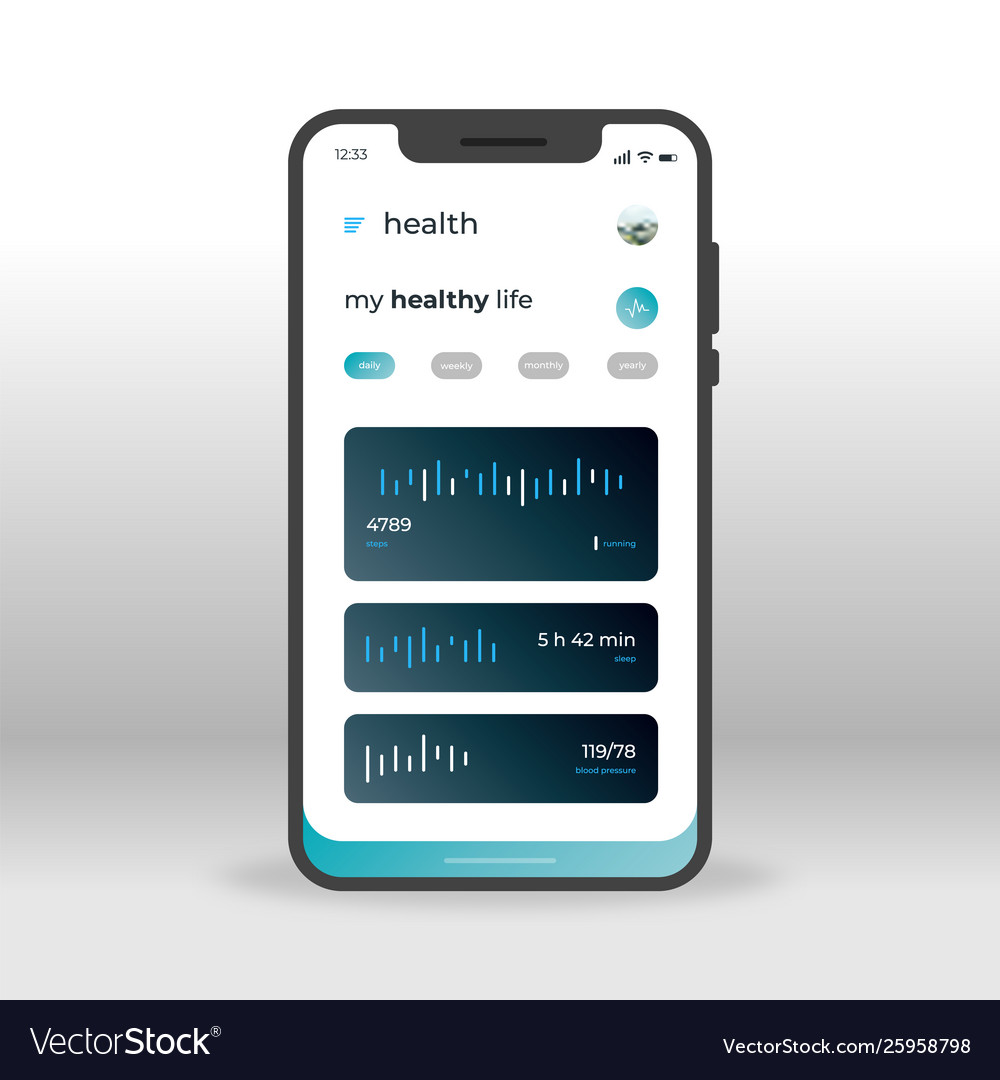 Blue health ui ux gui screen for mobile apps