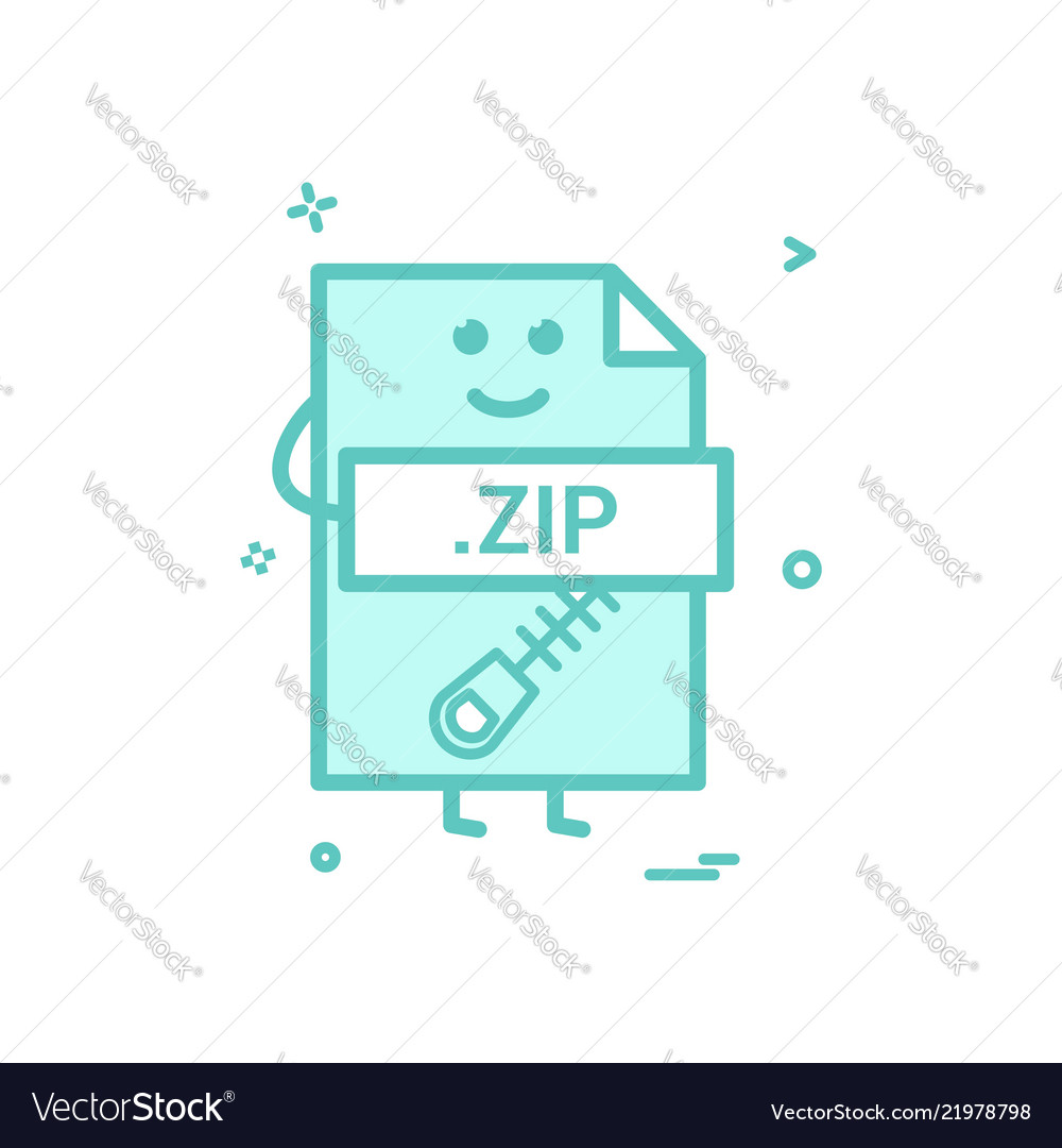 Computer zip file format type icon design Vector Image Computer zip file format type icon design