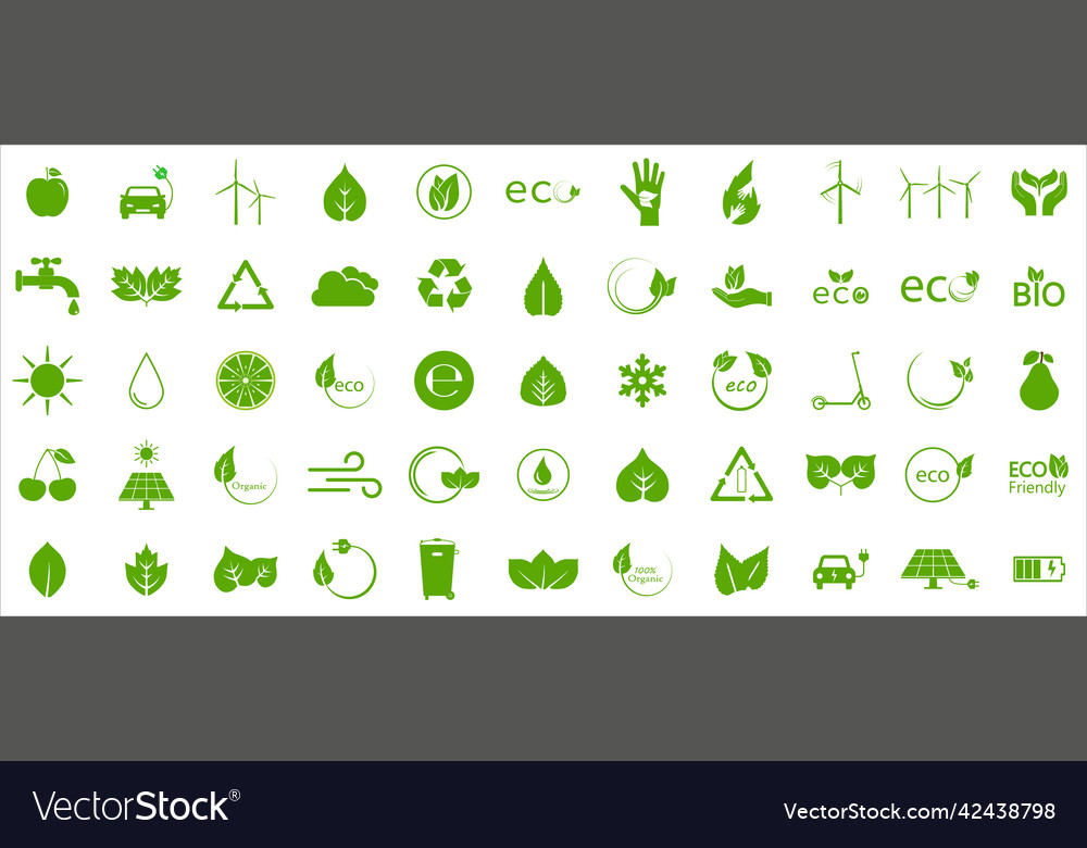 Eco green icons ecology set