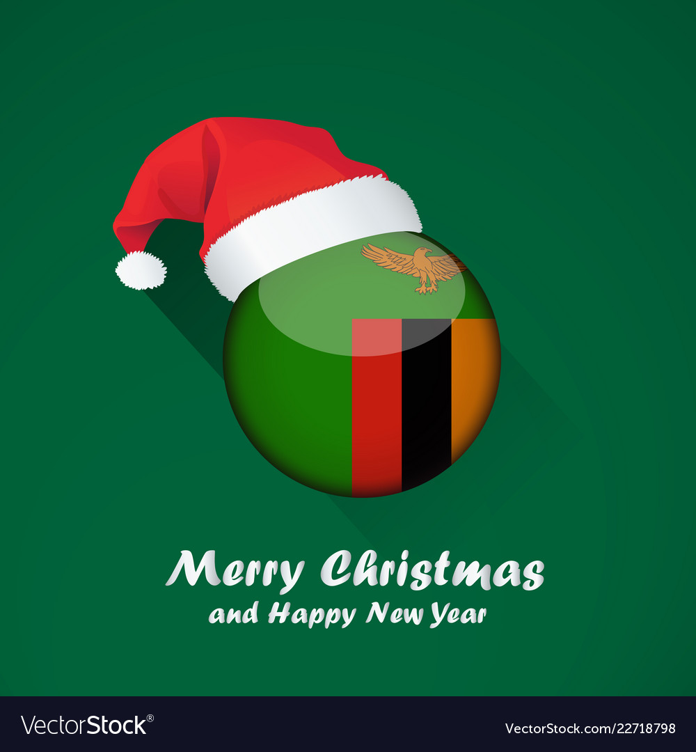 Flag of zambia merry christmas and happy new year