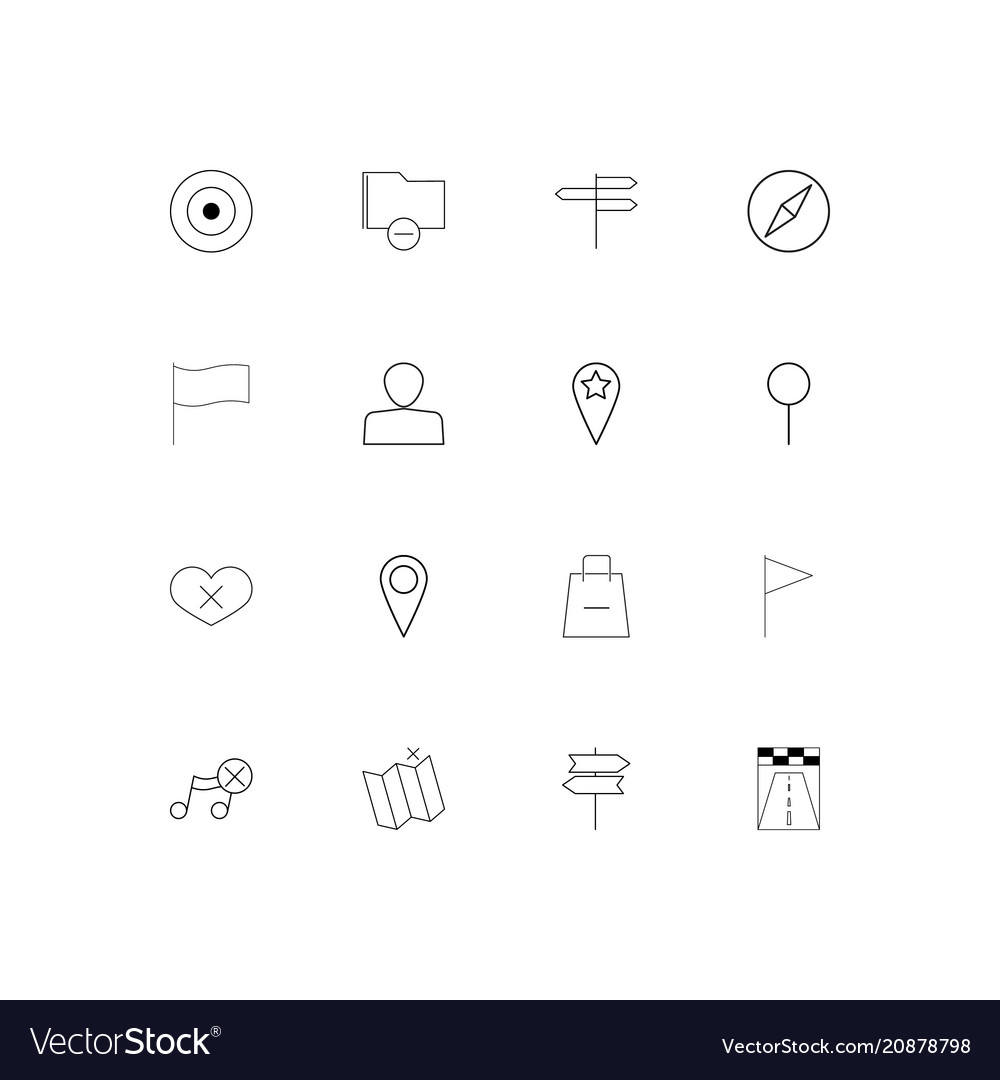 Maps and navigation linear thin icons set