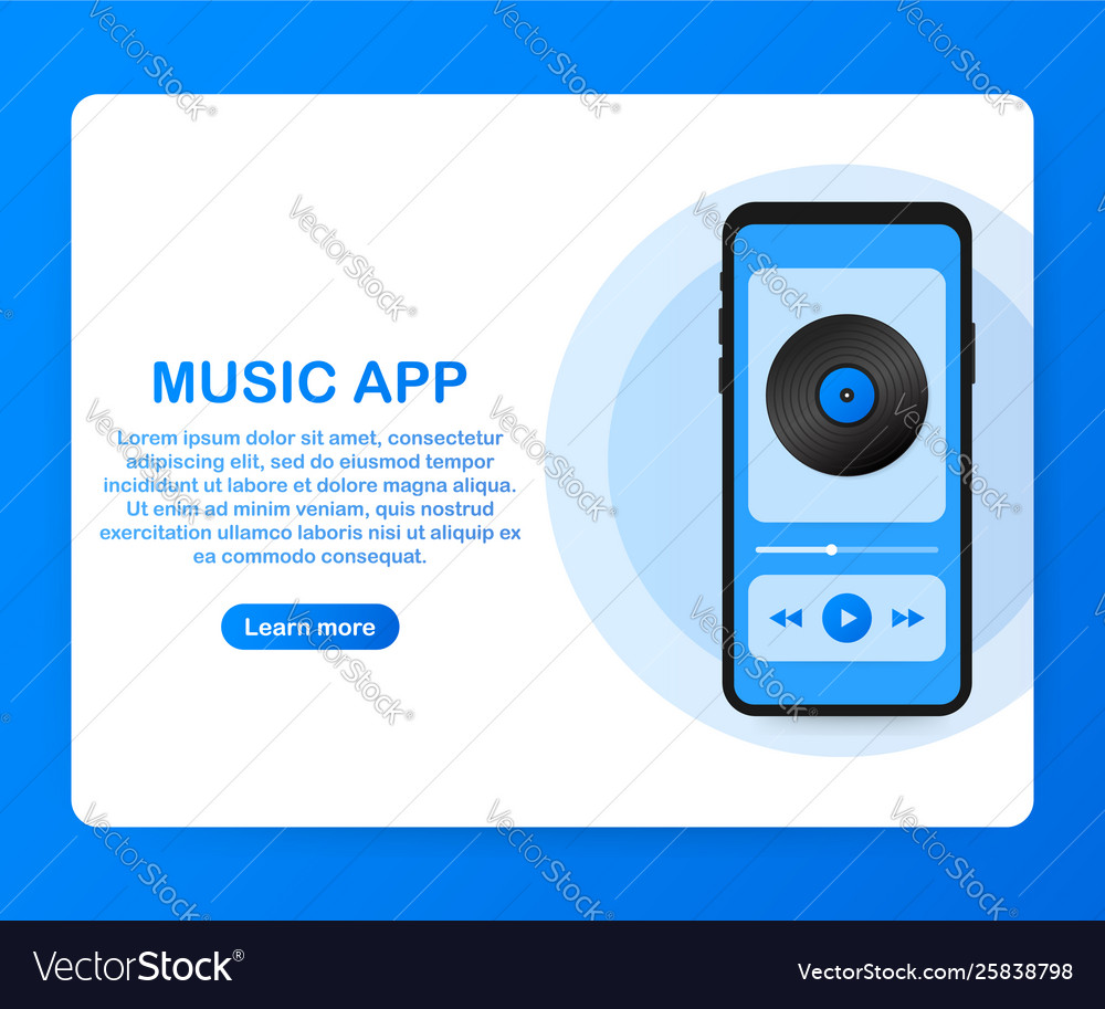 Mobile application interface music player vector image Mobile application interface music player