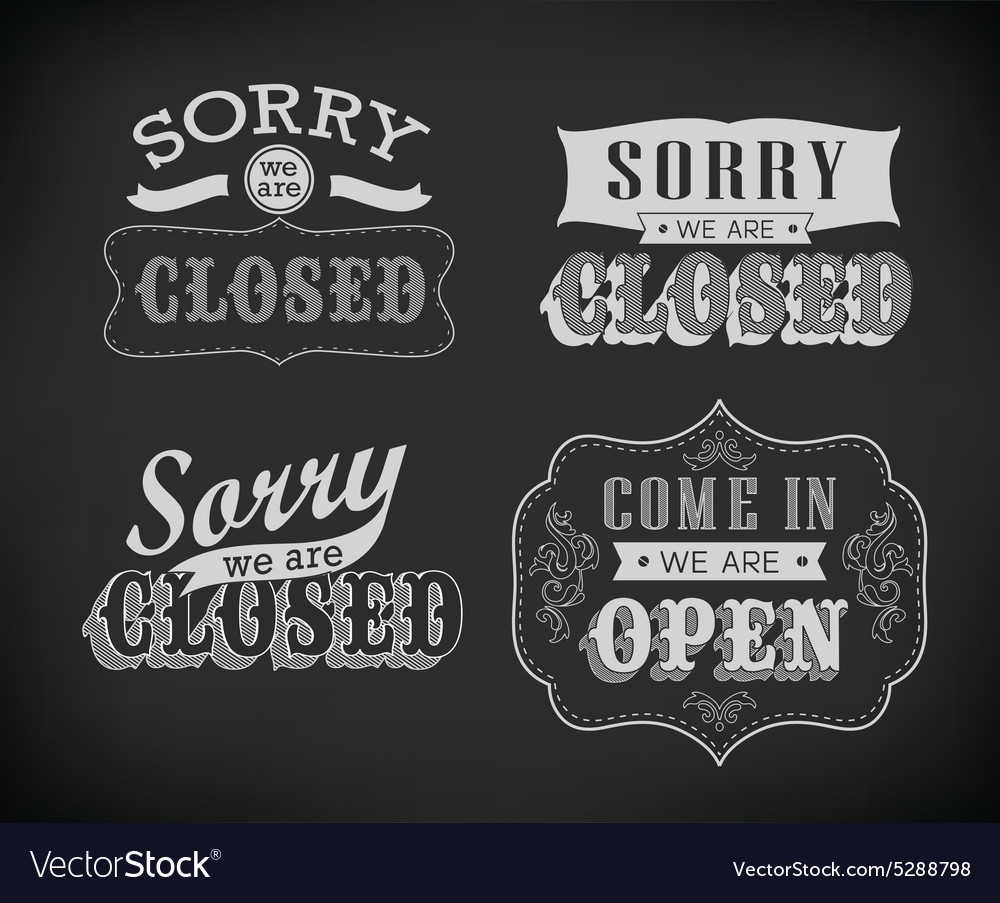 Open and closed vintage retro signs