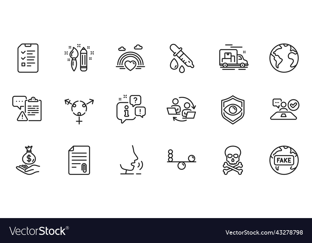Outline set of job interview teamwork process vector image Outline set of job interview teamwork process