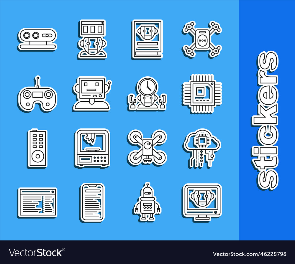 Set line bot internet of things processor vector image Set line bot internet of things processor