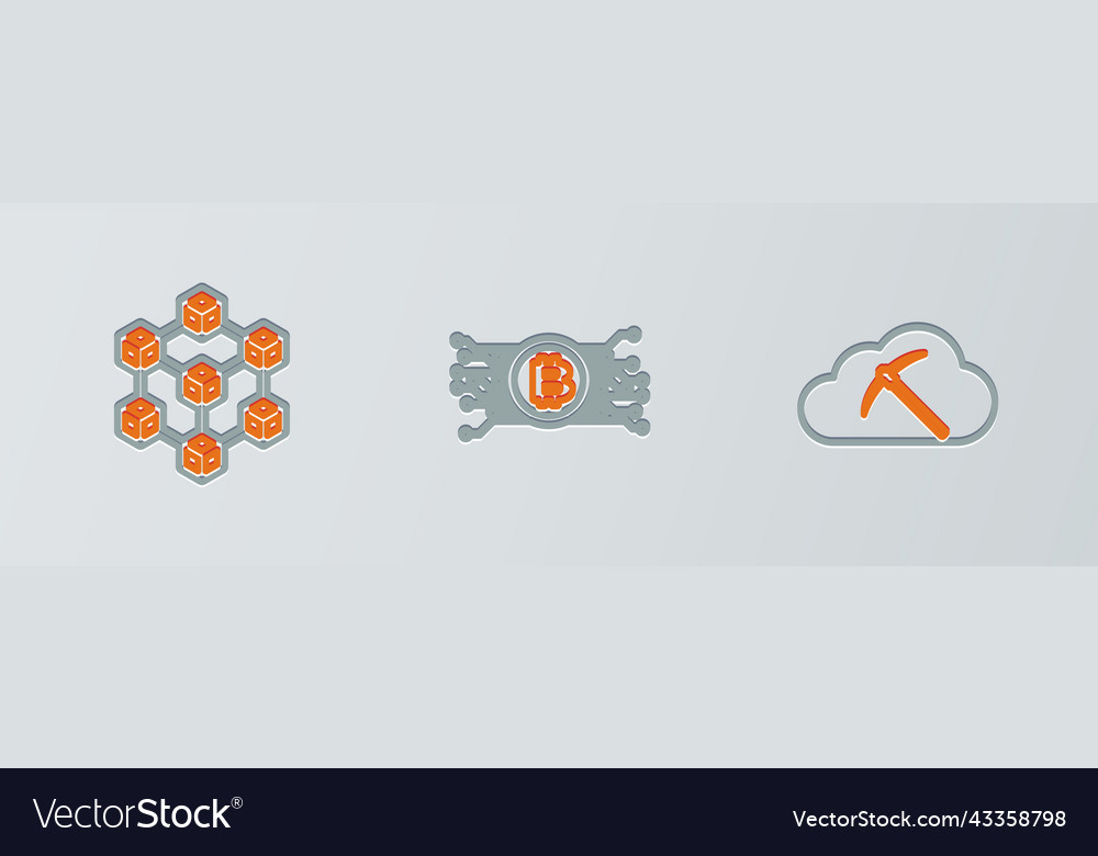 Set line cryptocurrency cloud mining blockchain vector image Set line cryptocurrency cloud mining blockchain