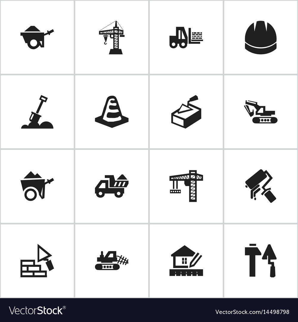 Set of 16 editable building icons includes