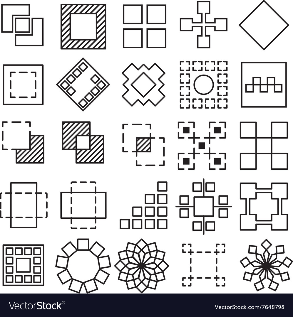 Set of square and rectangle experimental icons Vector Image