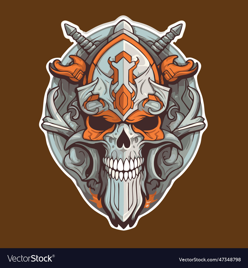 Skull in the helmet of a viking warrior Royalty Free Vector