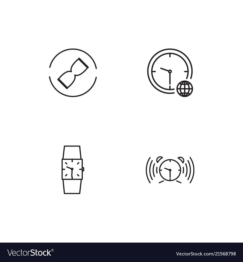 Time linear icons set simple outline
