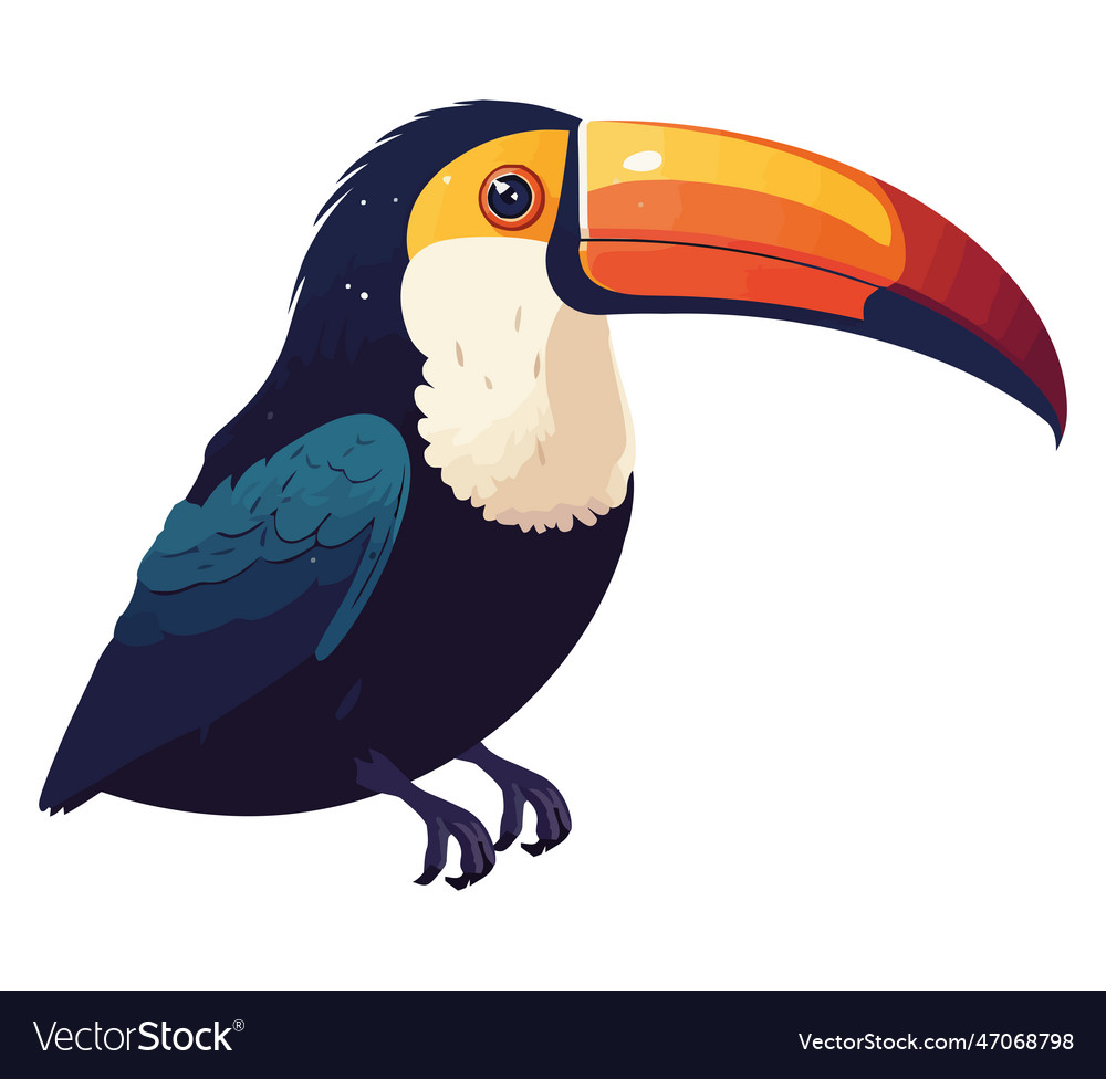 Toucan flying in tropical forest Royalty Free Vector Image