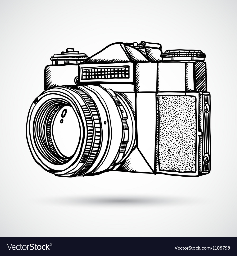 Download Vintage doodle camera hand-drawn Royalty Free Vector Image