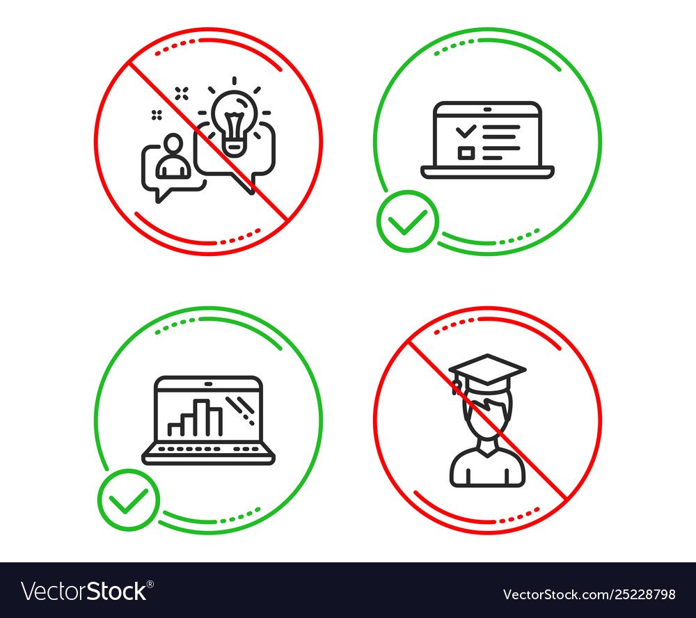 Web lectures graph laptop and idea icons set vector image Web lectures graph laptop and idea icons set