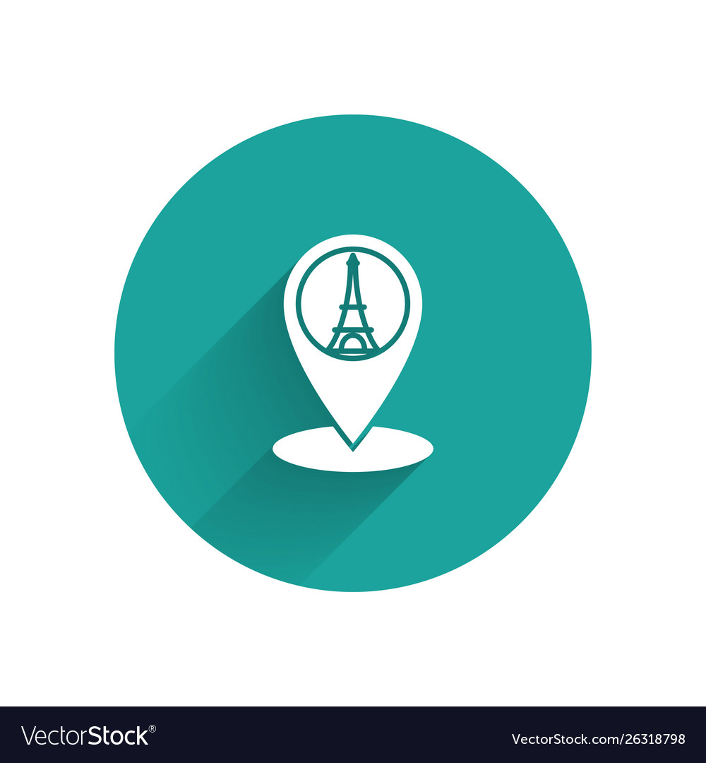 White map pointer with eiffel tower icon isolated vector image White map pointer with eiffel tower icon isolated
