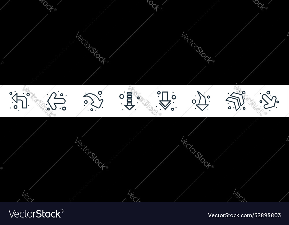 Arrows line icons linear set quality vector image Arrows line icons linear set quality