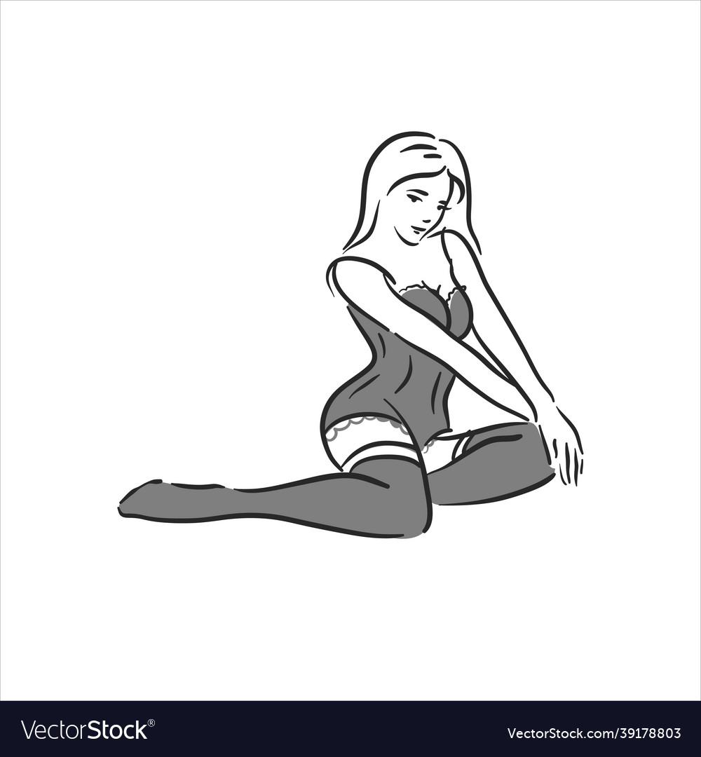 Beautiful elegant sexy woman sitting in lingerie vector image Beautiful elegant sexy woman sitting in lingerie
