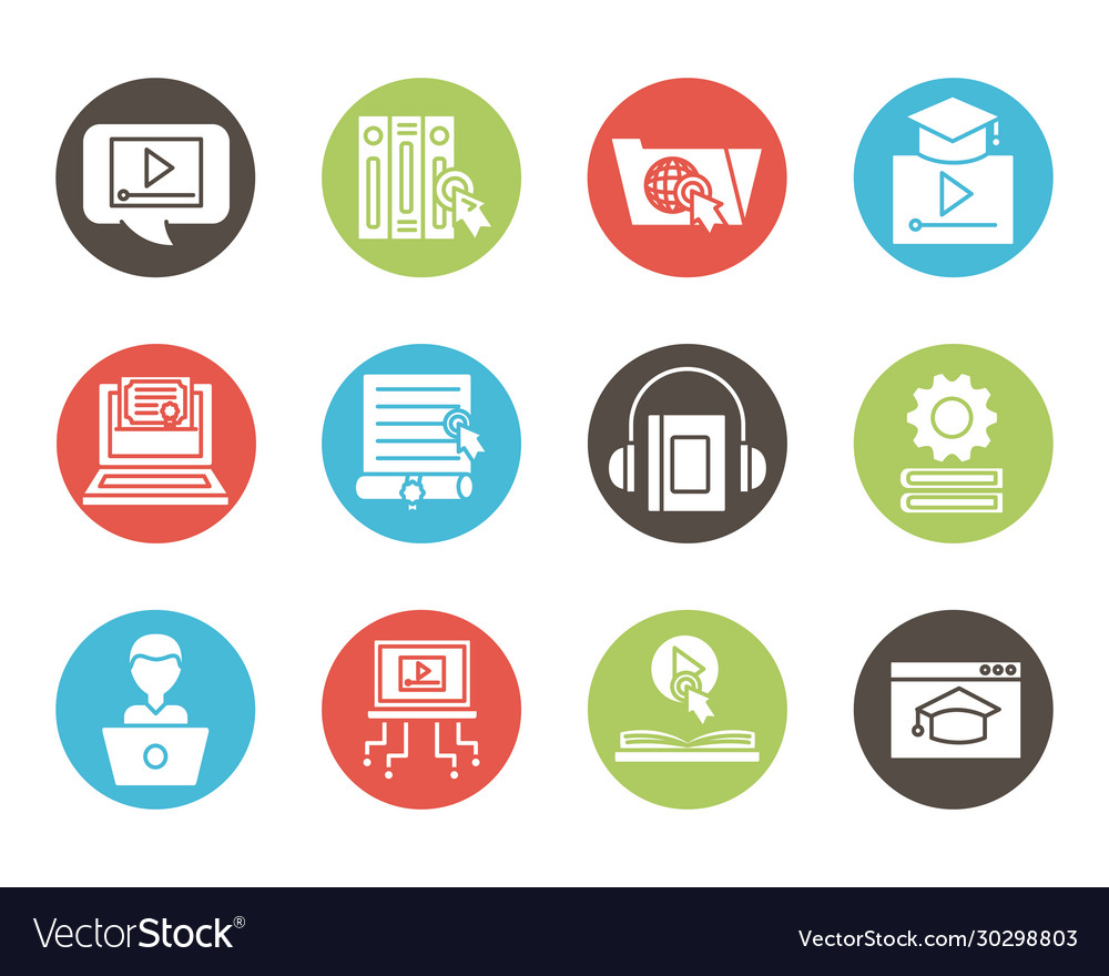 Bundle education online set icons Vector Image Bundle education online set icons