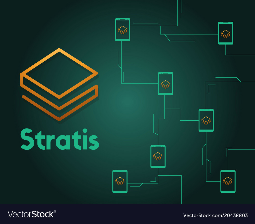 Cryptocurrency stratis blockchain circuit on green