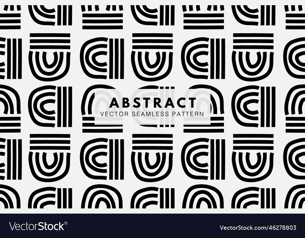 Curve black lines abstract seamless pattern vector image Curve black lines abstract seamless pattern