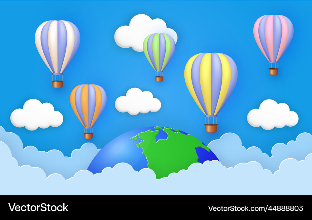 Cute blue sky background with paper cut clouds Vector Image