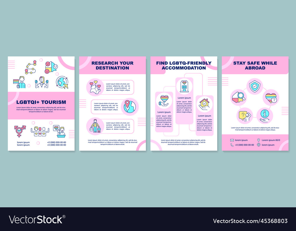 Lgbtqi travel information pink brochure template Vector Image