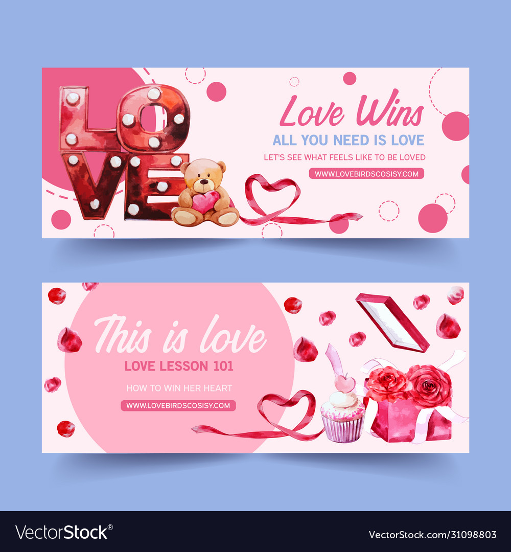 Love banner design with ribbon light leaf