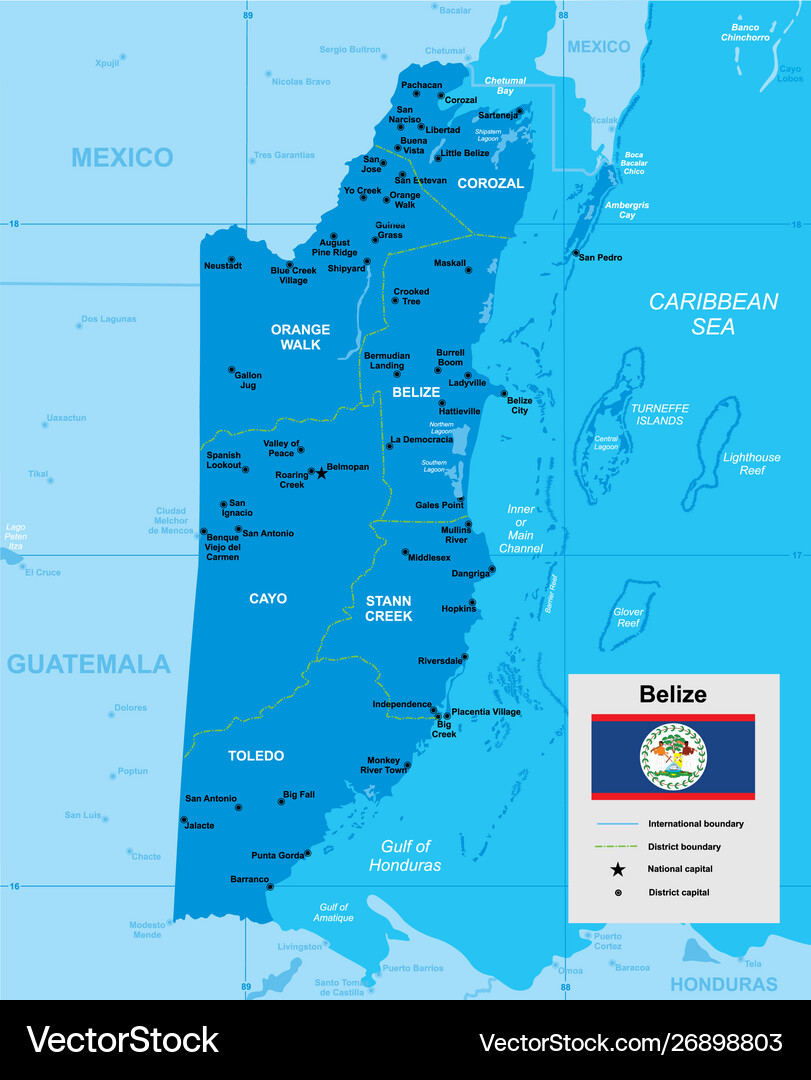 Map belize Royalty Free Vector Image - VectorStock