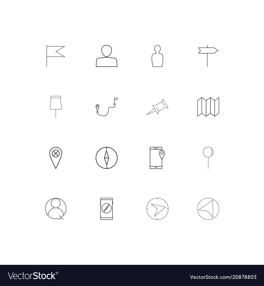 Maps and navigation linear thin icons set
