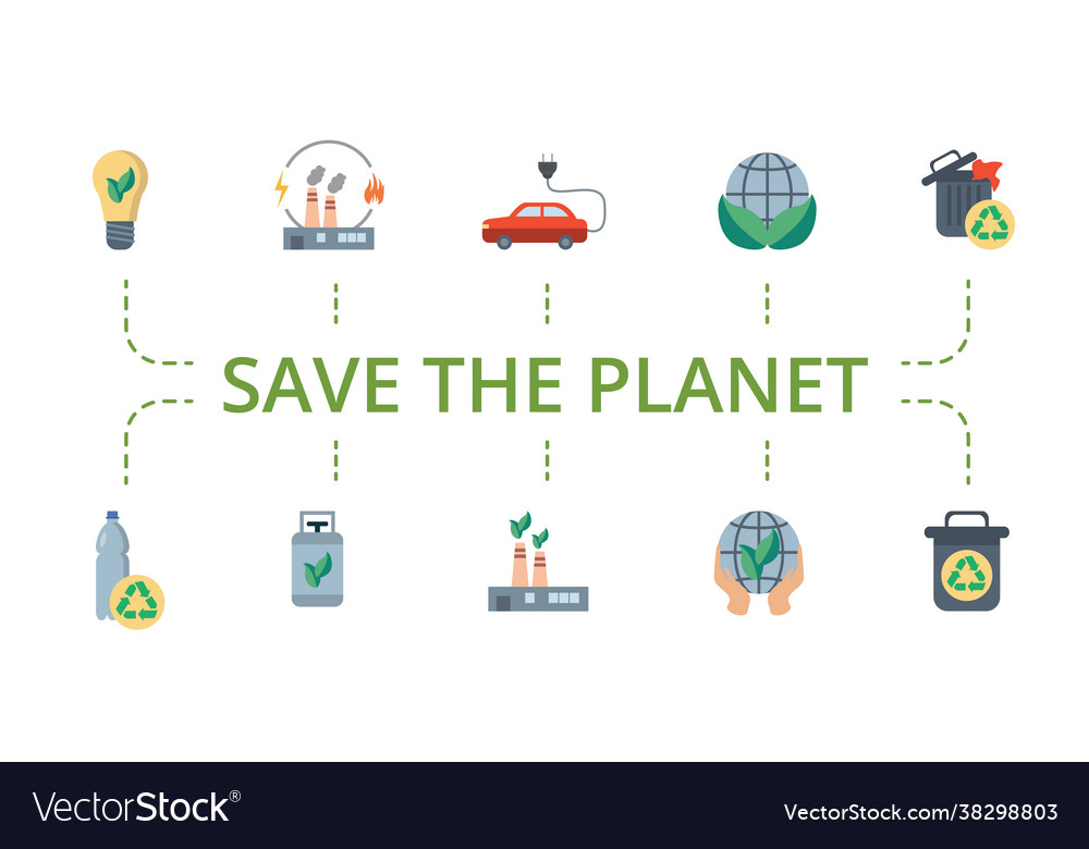 Save planet icon set contains editable icons