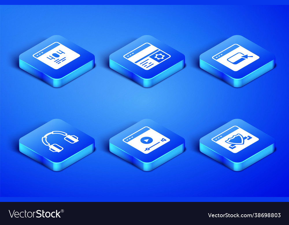 Set browser with shield page a 404 error online vector image Set browser with shield page a 404 error online