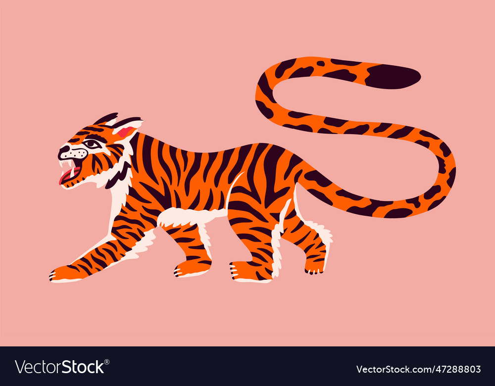 Stylish siberian tiger in groovy stile