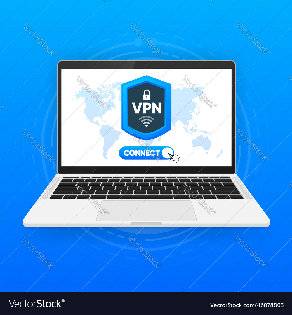 Using vpn on device protecting personal data vector image Using vpn on device protecting personal data