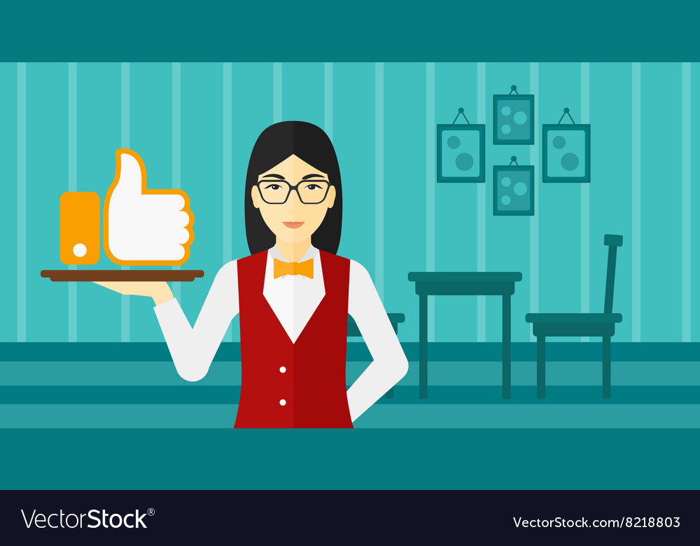 Waitress with like button