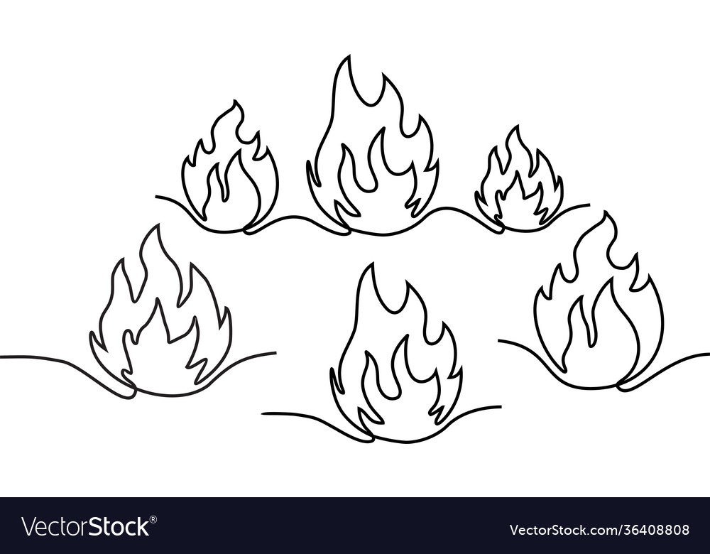 Abstract fire in one continuous line style