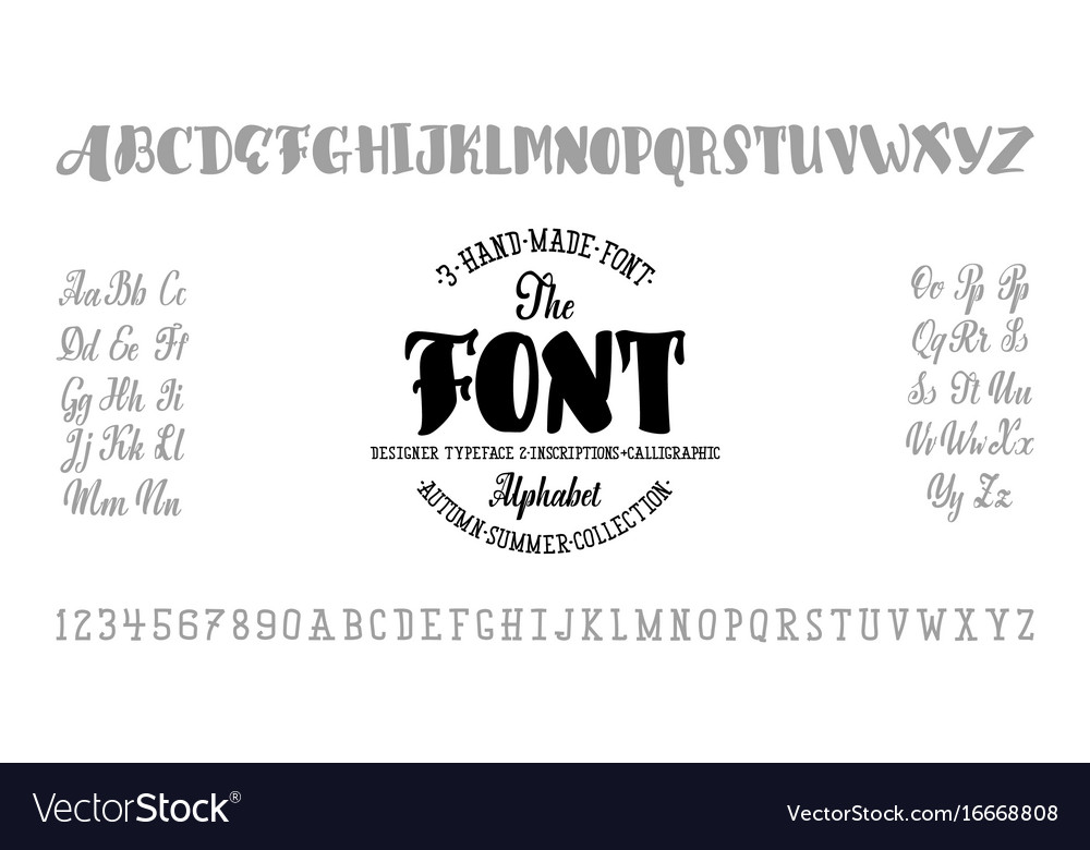 Alphabet calligraphic font unique custom