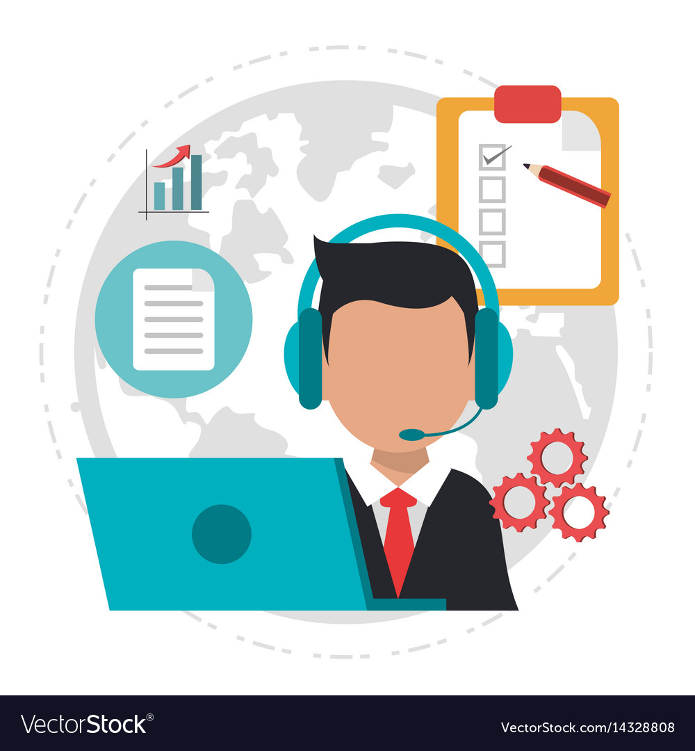 Character call center logistics service Royalty Free Vector