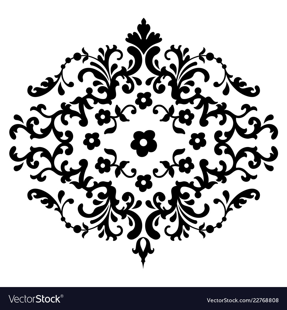 Damask element isolated central vector image Damask element isolated central