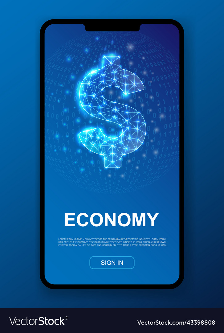 Dollar 3d polygonal symbol for ui ux design