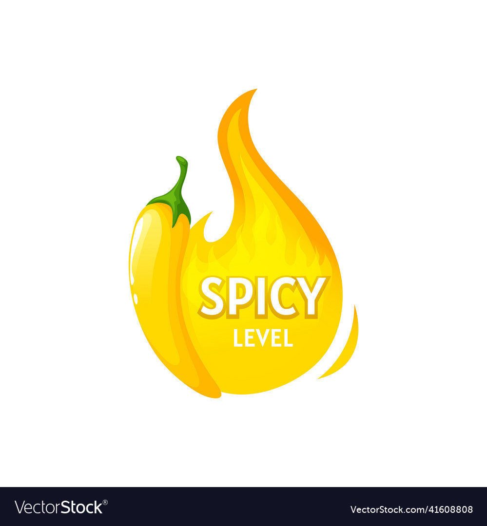 Emblem of minimum spicy yellow label chili pepper