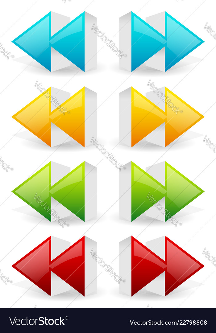 Glossy 3d forward and backward rewind fast vector image Glossy 3d forward and backward rewind fast