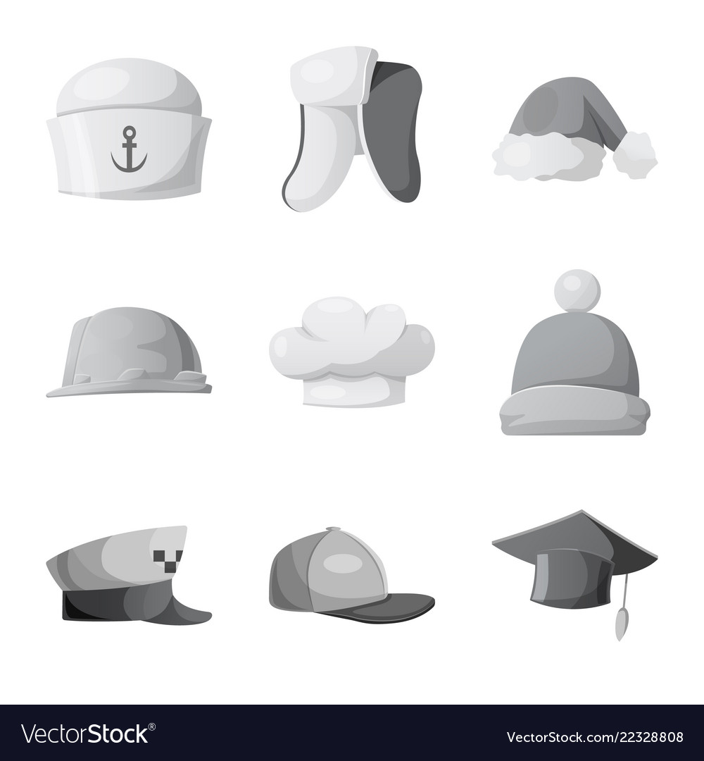 Isolated object of headgear and cap symbol set vector image Isolated object of headgear and cap symbol set
