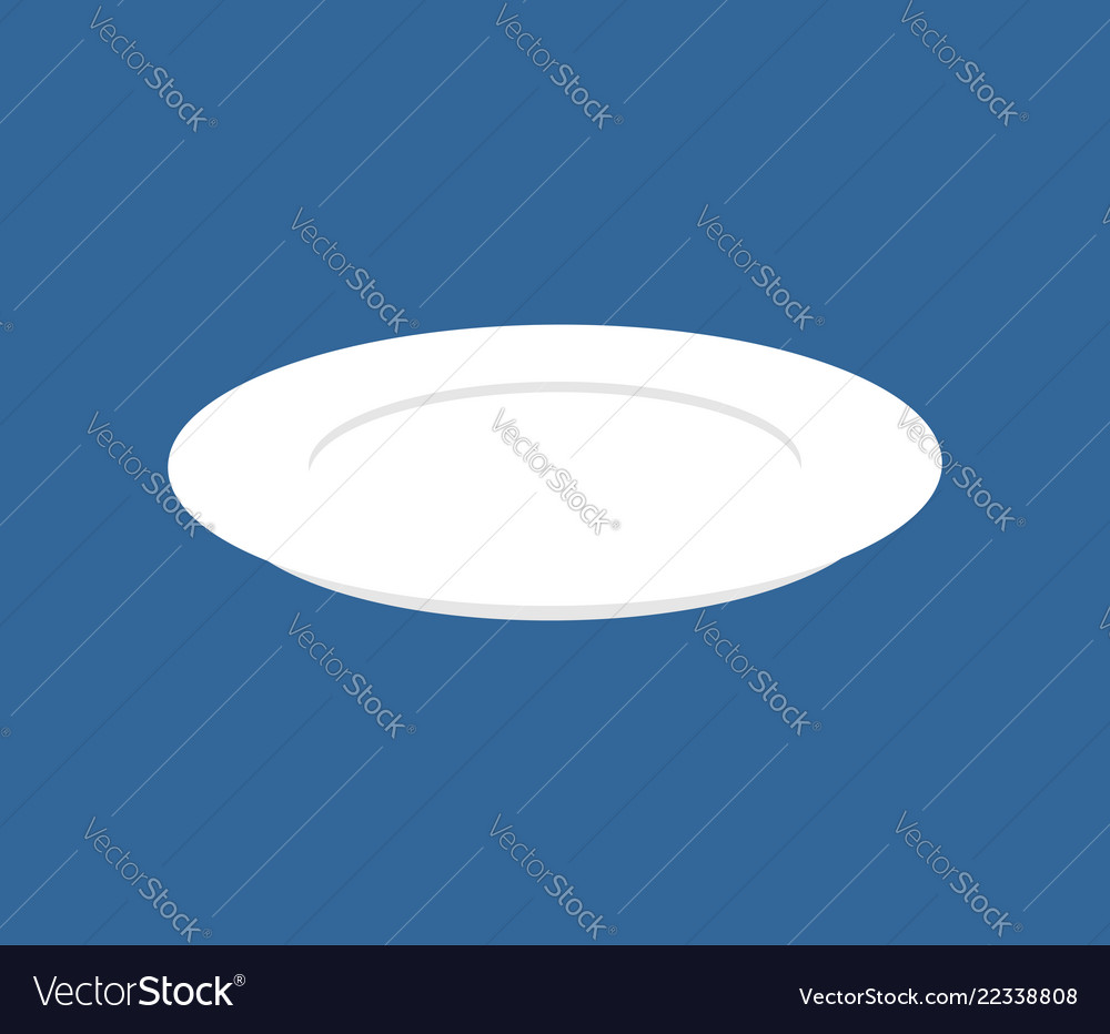 Plate isolated kitchen utensils on blue background