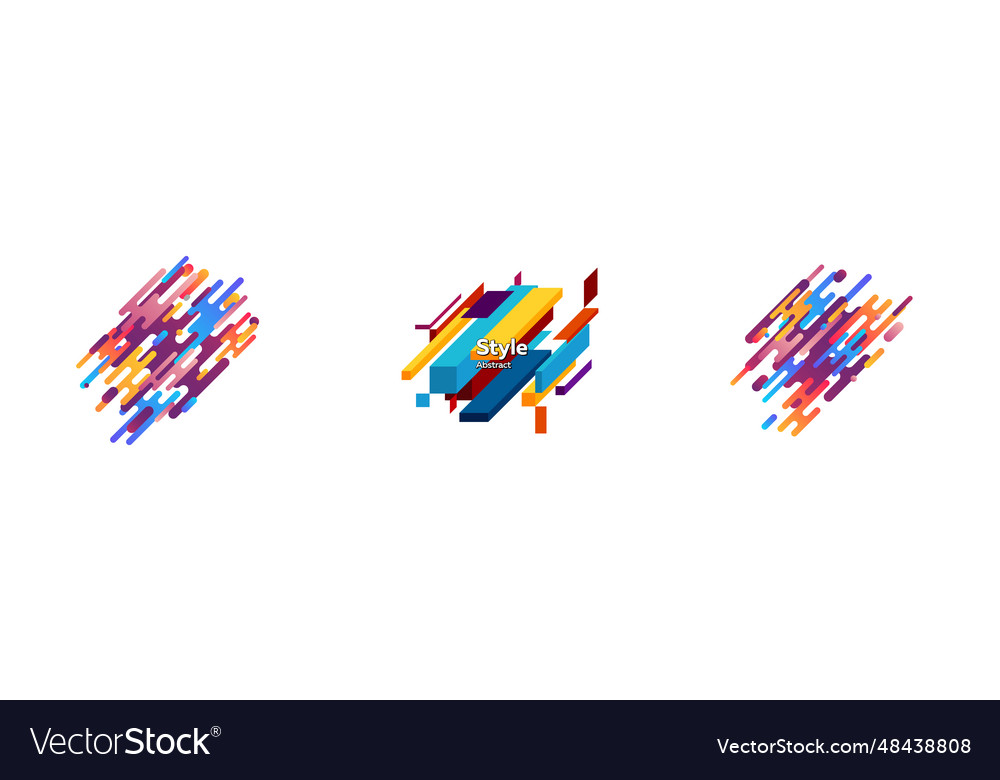 Set of abstract colorful line modern graphic